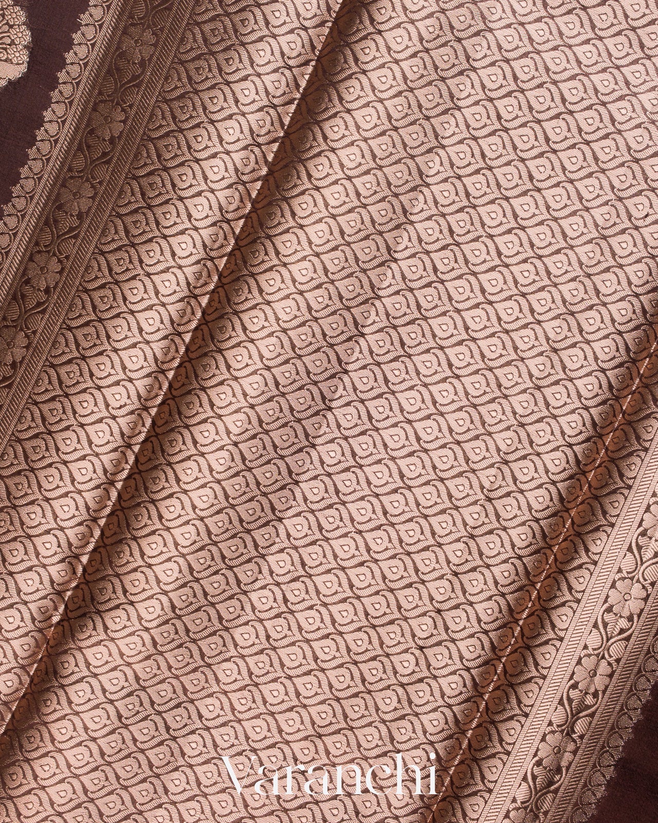 Deep Brown Pure Poona Silk Saree