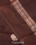 Deep Brown Pure Poona Silk Saree