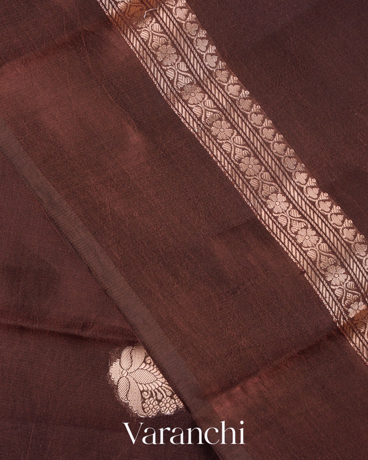 Deep Brown Pure Poona Silk Saree