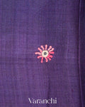 Purple Mirror-Embroidered Pure Tussar Silk Handloom Saree