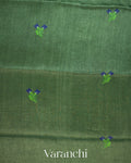 Forest Green Jamdani Pure Silk Linen Handloom Saree