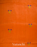 Fire Orange Jamdani Pure Silk Linen Handloom Saree