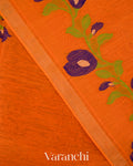 Fire Orange Jamdani Pure Silk Linen Handloom Saree