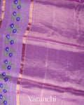 Lavender Jamdani Pure Silk Linen Handloom Saree