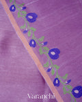 Lavender Jamdani Pure Silk Linen Handloom Saree
