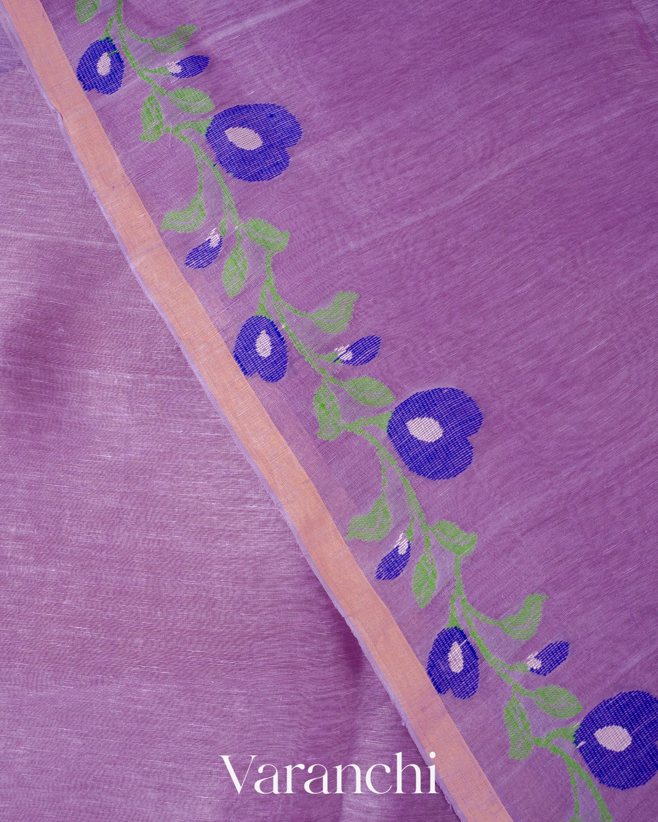 Lavender Jamdani Pure Silk Linen Handloom Saree