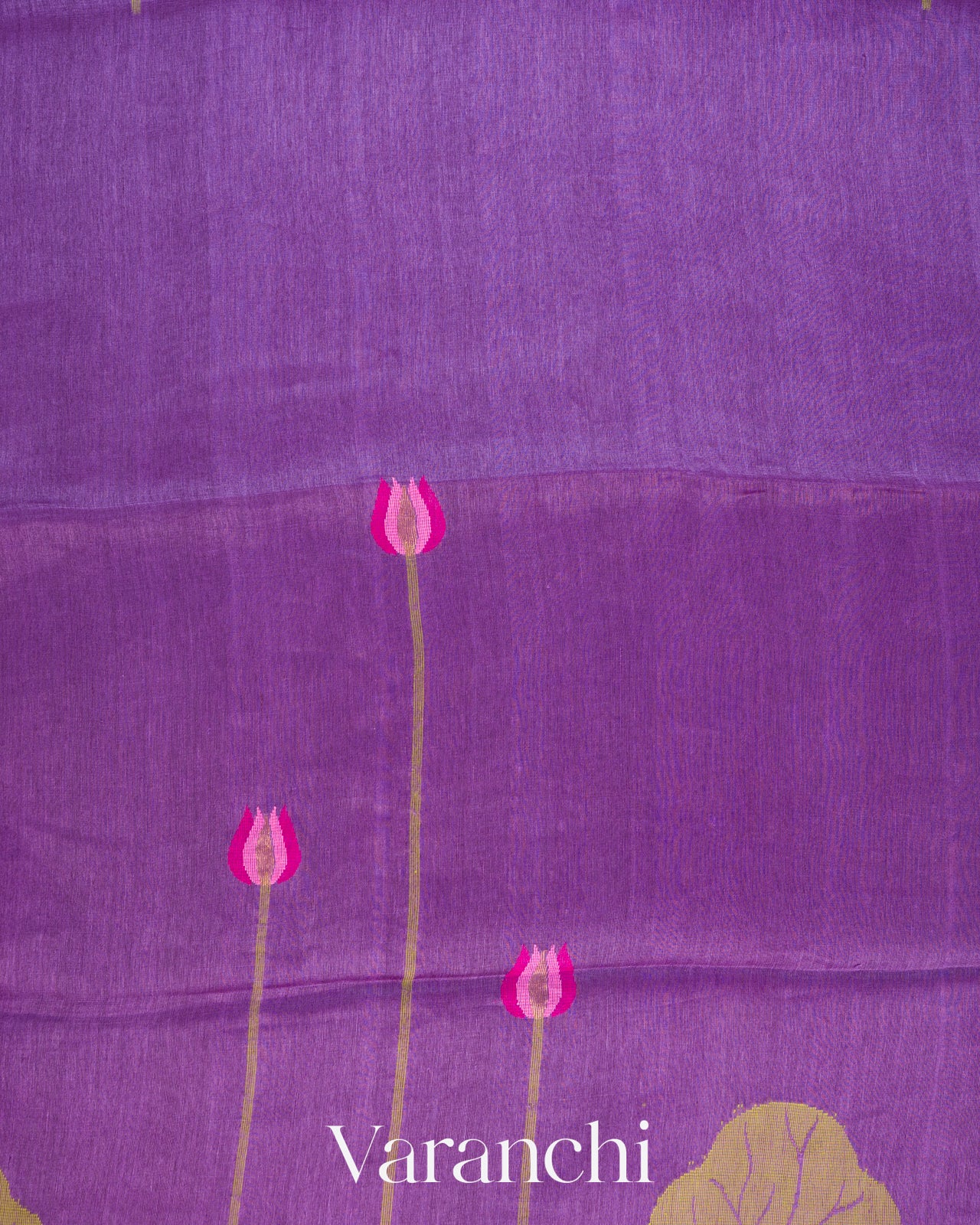 Violet Lotus Jamdani Pure Silk Linen Handloom Saree