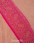 Dusty Rose Floral Jaal Pure Crepe Silk Handloom Saree