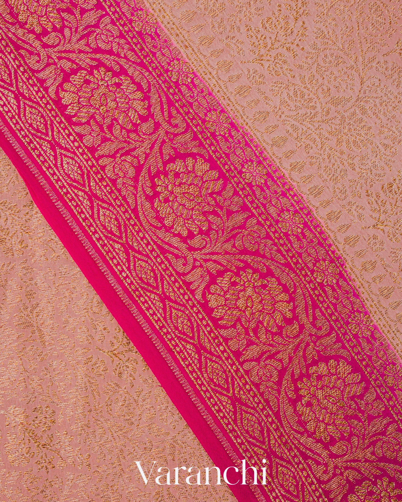 Dusty Rose Floral Jaal Pure Crepe Silk Handloom Saree