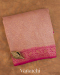 Dusty Rose Floral Jaal Pure Crepe Silk Handloom Saree
