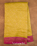 Mustard Yellow Brocade Pure Crepe Silk Handloom Saree