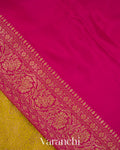 Mustard Yellow Brocade Pure Crepe Silk Handloom Saree