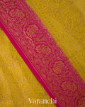 Mustard Yellow Brocade Pure Crepe Silk Handloom Saree