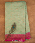 Powder Blue Floral Brocade Pure Crepe Silk Handloom Saree