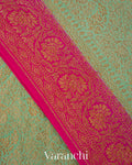 Powder Blue Floral Brocade Pure Crepe Silk Handloom Saree