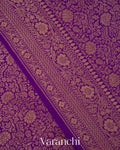 Purple Floral Brocade Pure Crepe Silk Handloom Saree