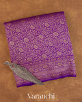 Purple Floral Brocade Pure Crepe Silk Handloom Saree