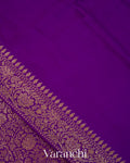 Purple Floral Brocade Pure Crepe Silk Handloom Saree