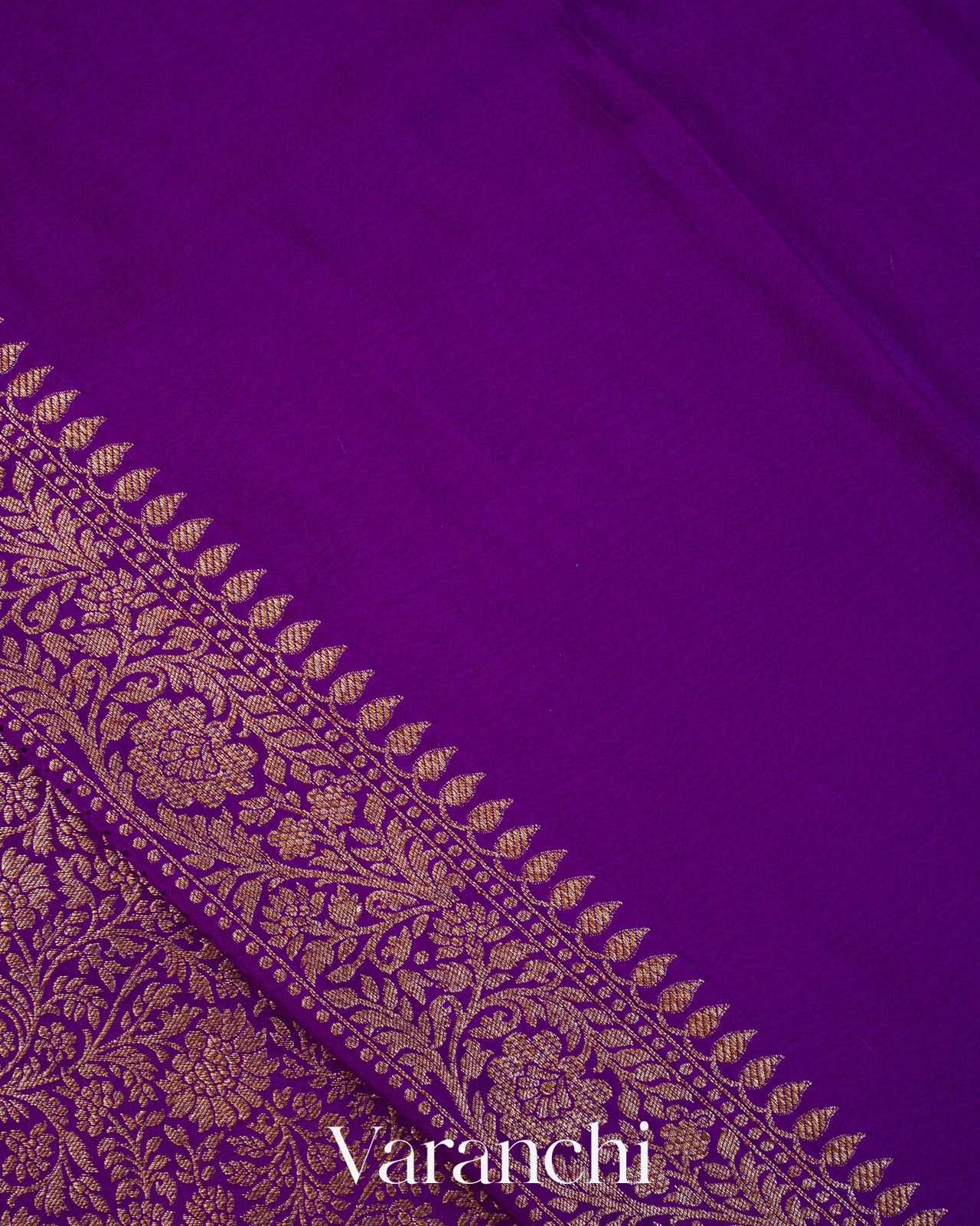 Purple Floral Brocade Pure Crepe Silk Handloom Saree