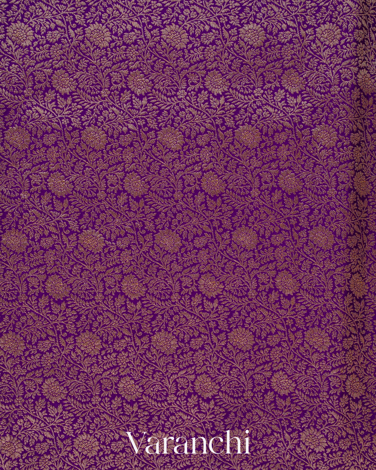 Purple Floral Brocade Pure Crepe Silk Handloom Saree