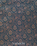 Peacock Blue Floral Brocade Pure Crepe Silk Handloom Saree