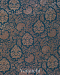 Peacock Blue Floral Brocade Pure Crepe Silk Handloom Saree