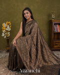 Jet Black Floral Brocade Pure Crepe Silk Handloom Saree