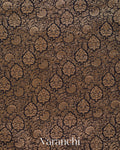 Jet Black Floral Brocade Pure Crepe Silk Handloom Saree