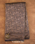 Jet Black Floral Brocade Pure Crepe Silk Handloom Saree