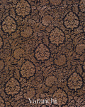 Jet Black Floral Brocade Pure Crepe Silk Handloom Saree