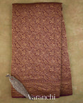 Wine Maroon Floral Brocade Pure Crepe Silk Handloom Saree