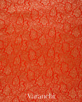 Bright Orange Floral Brocade Pure Crepe Silk Handloom Saree