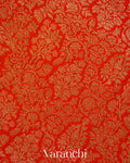 Bright Orange Floral Brocade Pure Crepe Silk Handloom Saree