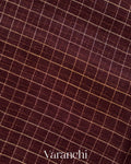 Coffee Brown Checked Pure Kora Silk Saree
