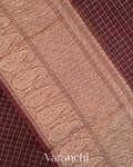 Coffee Brown Checked Pure Kora Silk Saree