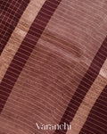 Coffee Brown Checked Pure Kora Silk Saree