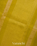 Lemon Yellow Checked Pure Kora Silk Saree