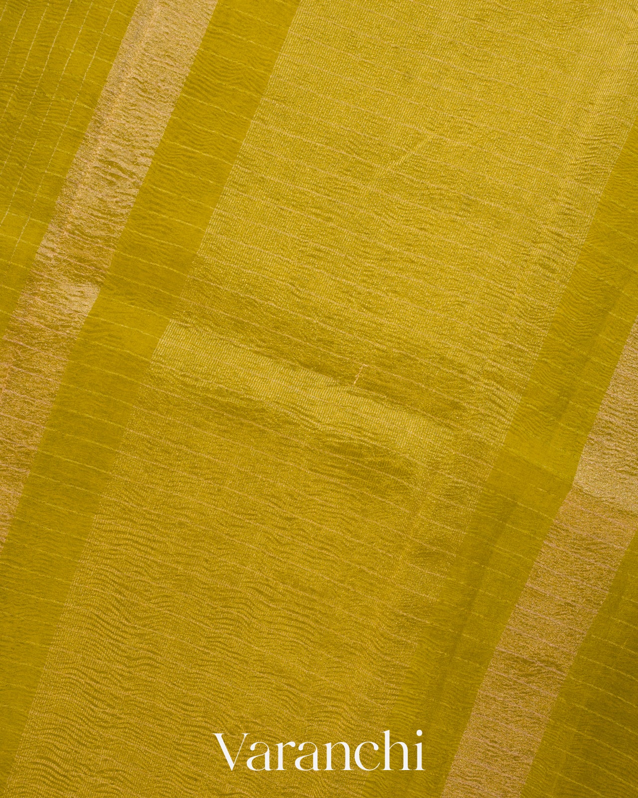 Lemon Yellow Checked Pure Kora Silk Saree