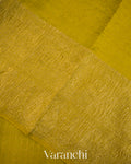 Lemon Yellow Checked Pure Kora Silk Saree