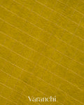 Lemon Yellow Checked Pure Kora Silk Saree