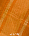 Mustard Yellow Checkered Pure Kora Silk Saree