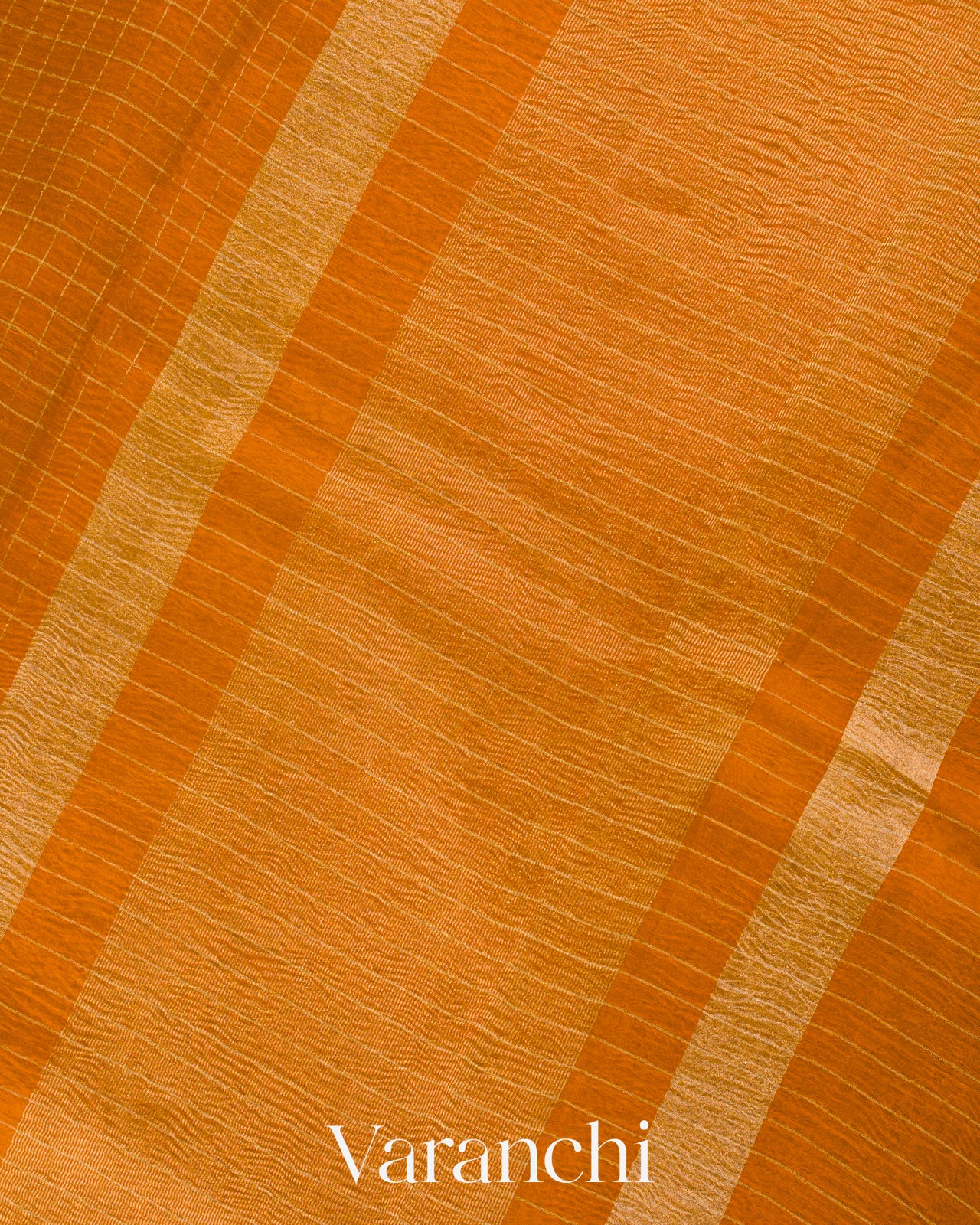 Mustard Yellow Checkered Pure Kora Silk Saree