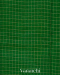 Emerald Green Checkered Pure Kora Silk Saree