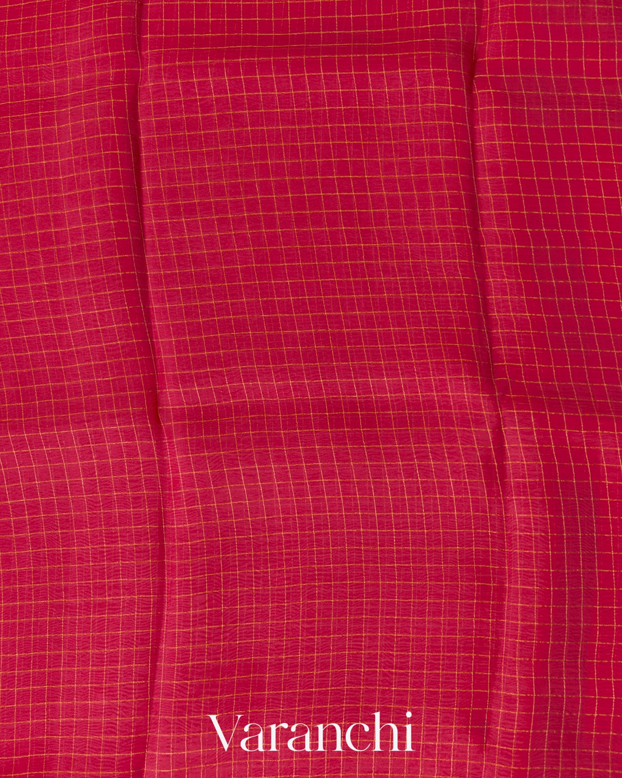Rani Pink Checkered Pure Kora Silk Saree