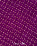 Grape Purple Checked Pure Kora Silk Saree