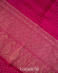 Rani Pink Checked Pure Kora Silk Saree