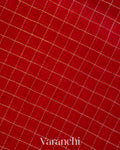 Chilly Red Checked Pure Kora Silk Saree