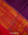 Crimson Red Hand Brushed Pure Raw Silk Handloom Saree