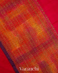 Crimson Red Hand Brushed Pure Raw Silk Handloom Saree