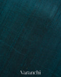 Peacock Blue Hand Brushed Pure Raw Silk Handloom Saree